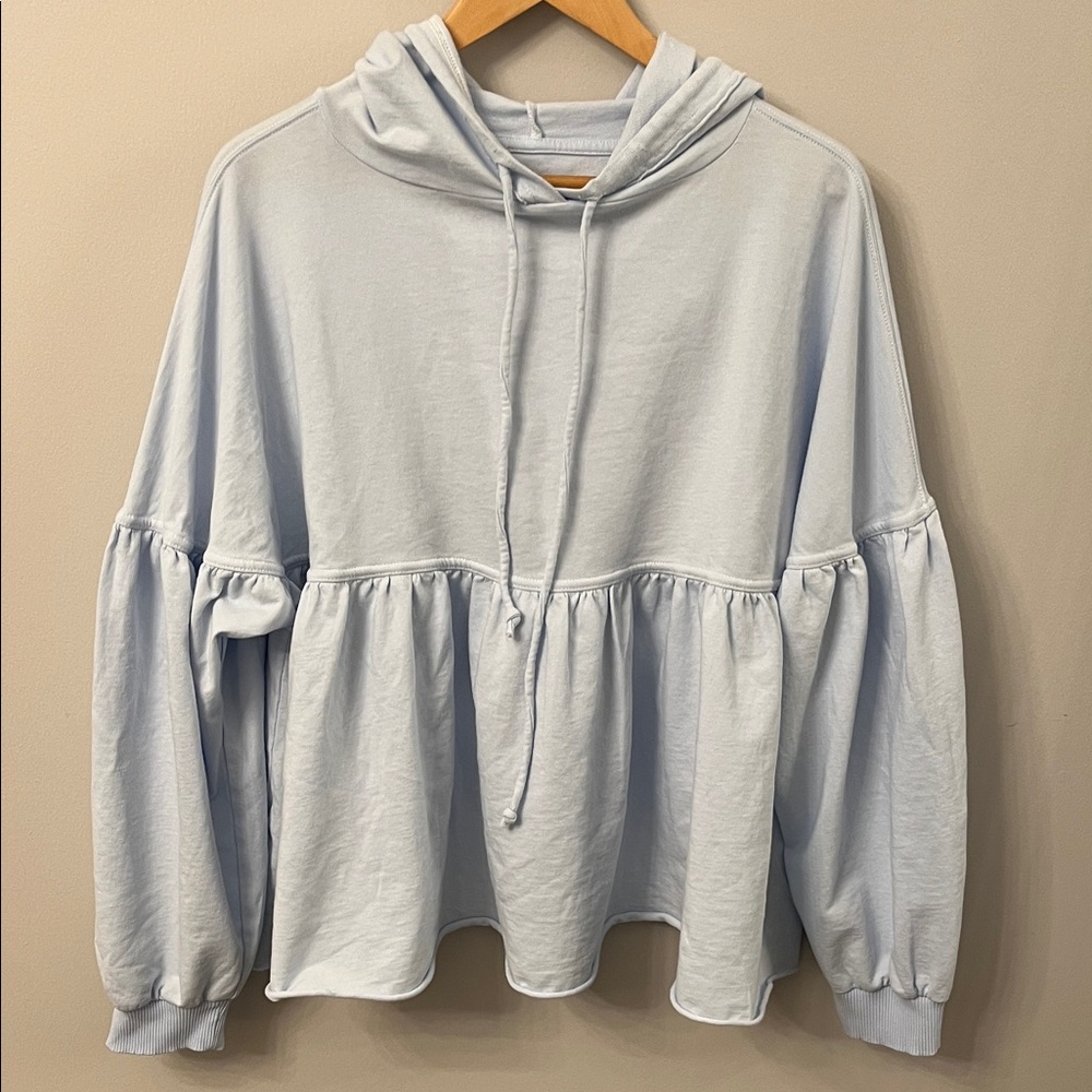 American Eagle Outfitters Light Blue Peplum Hoodie